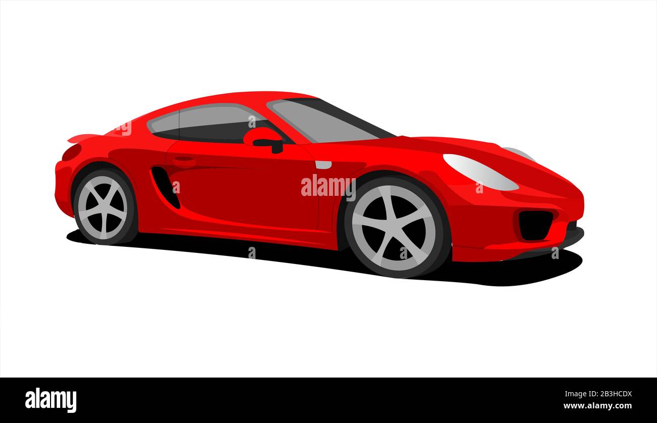 Red Car, Side view, Three-quarter view. Fast Racing car. Modern flat Vector  illustration on white background Stock Vector Image & Art - Alamy