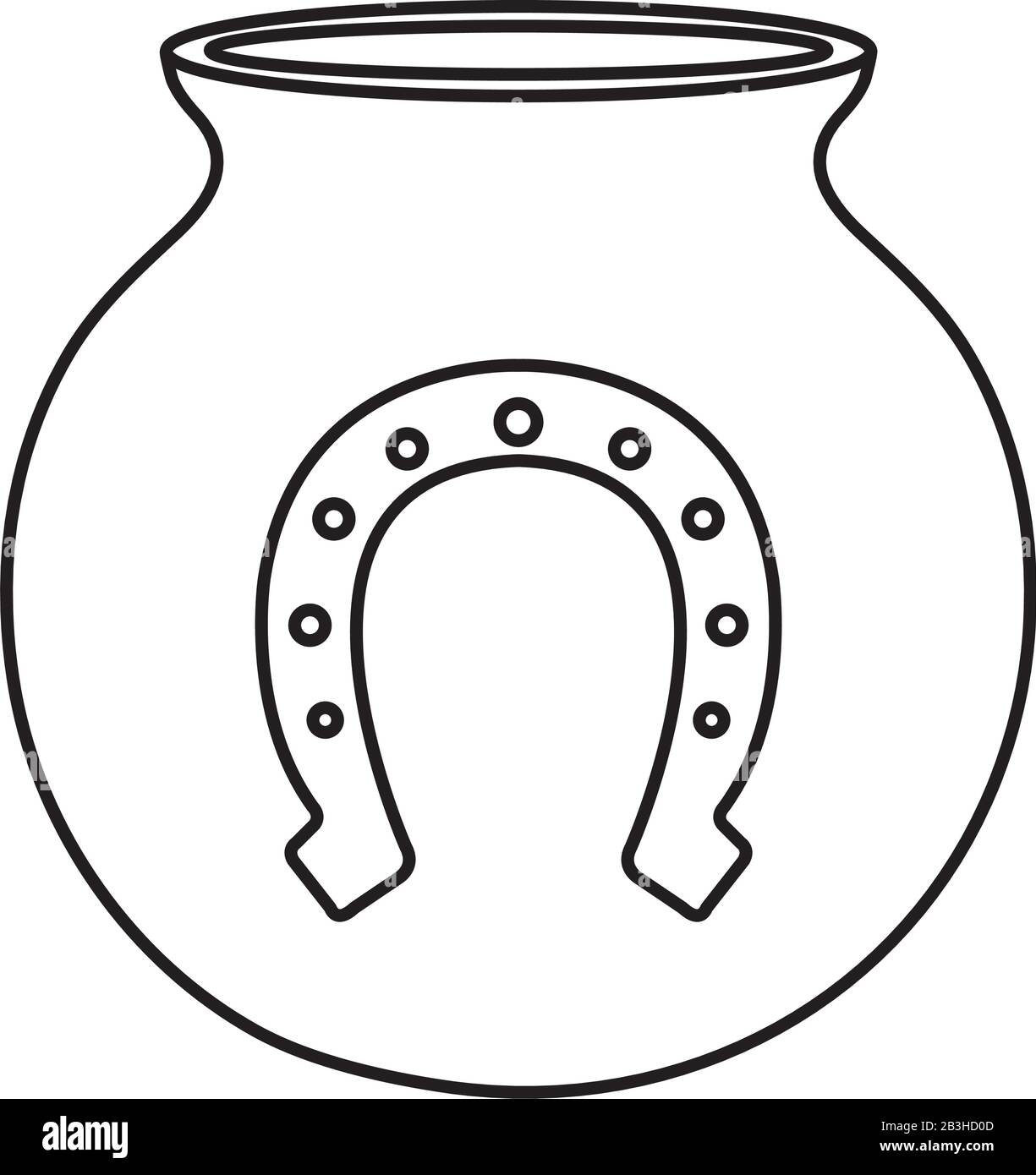 cauldron with horseshoe isolated icon Stock Vector