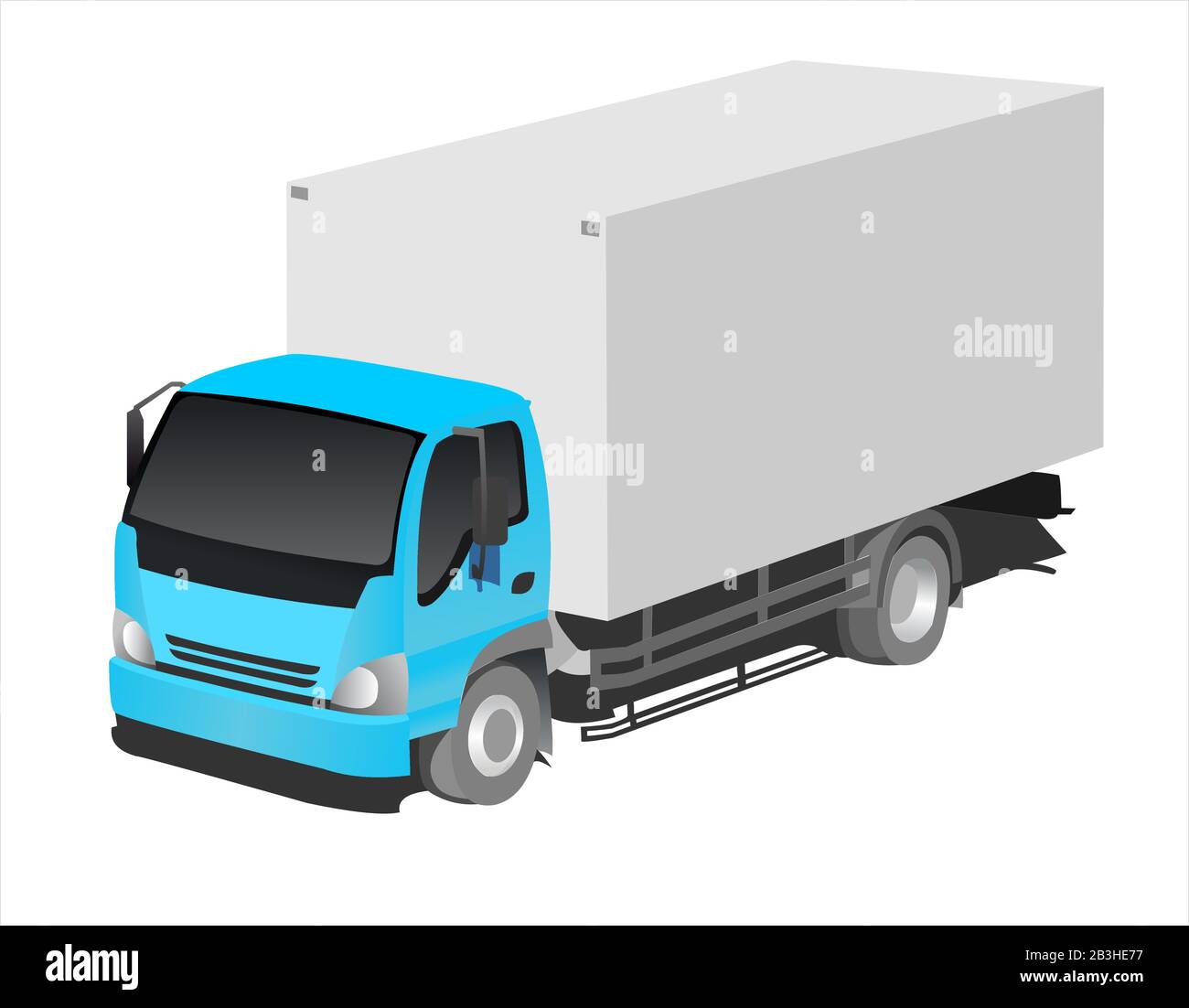 Truck, three-quarter view. Freight transportation. Modern flat vector illustration isolated. Stock Vector