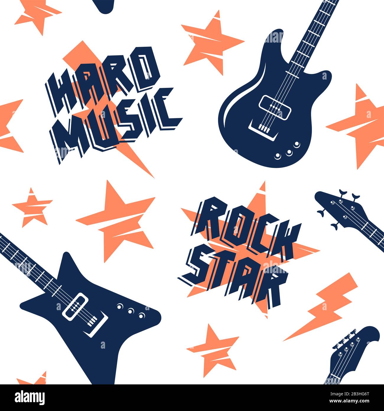 Rock music seamless pattern. Endless vector background with rock music attributes for babies t-shirt apparel design Stock Vector