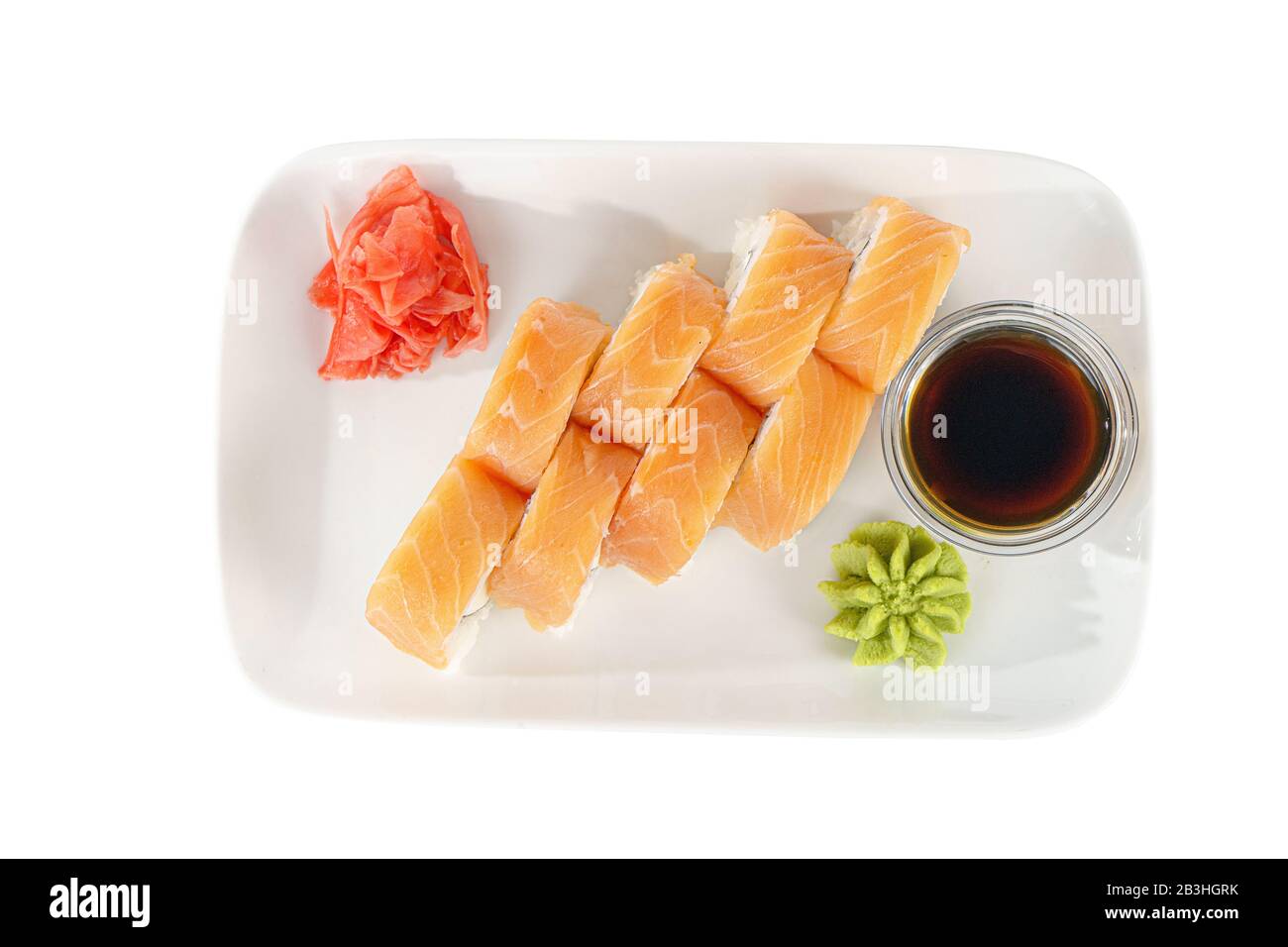 Sushi, rolls, uramaki, philadelphia with salmon, crab meat, cheese, raw