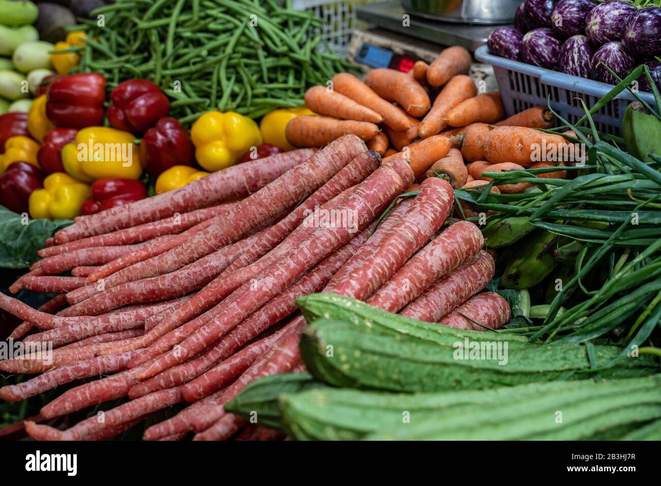 All kinds of fresh vegetables for sale at the Crawford Market in Mumbai