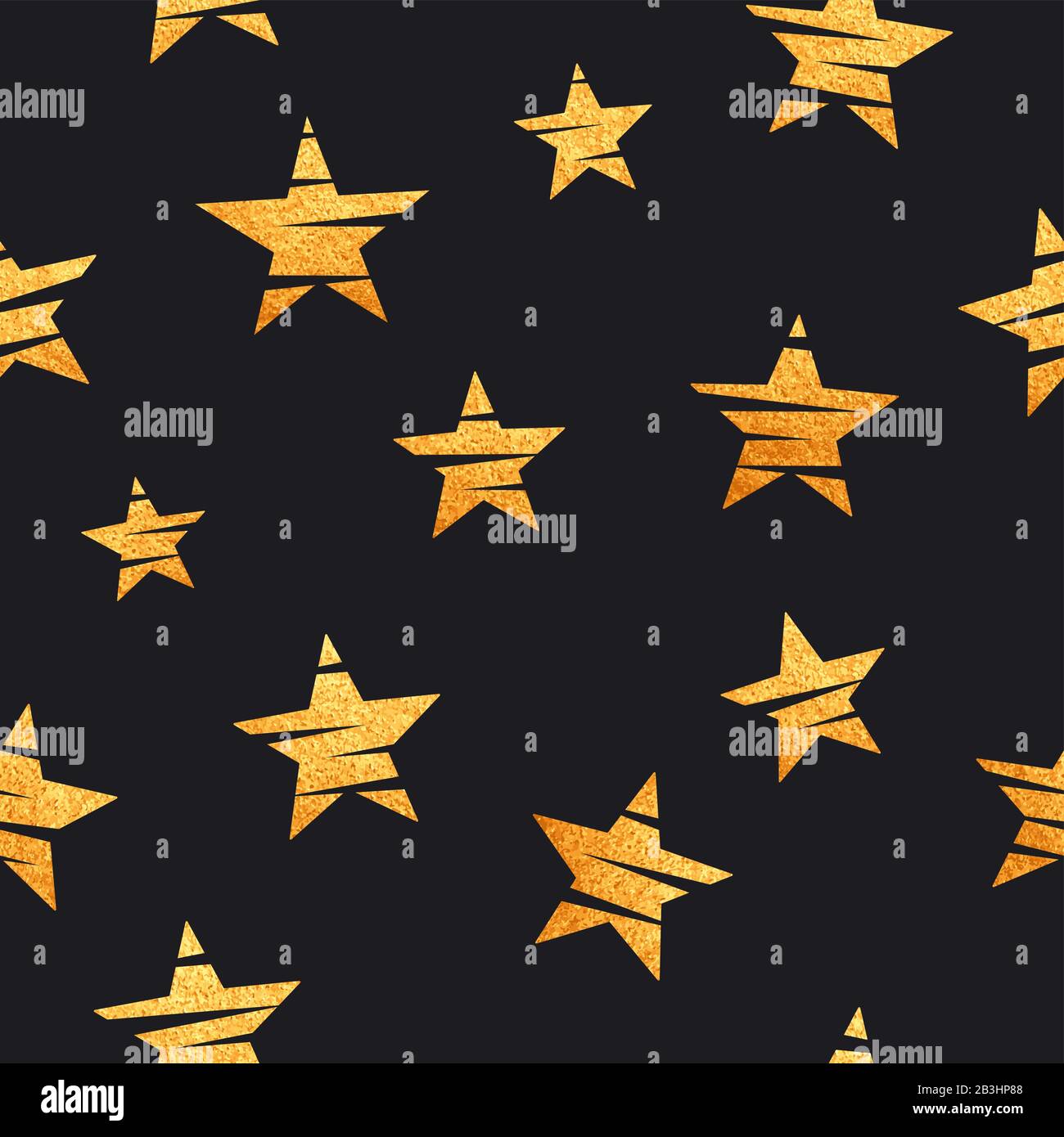Gold stars seamless pattern. Trendy endless background with glittering stars. Vector Stock Vector