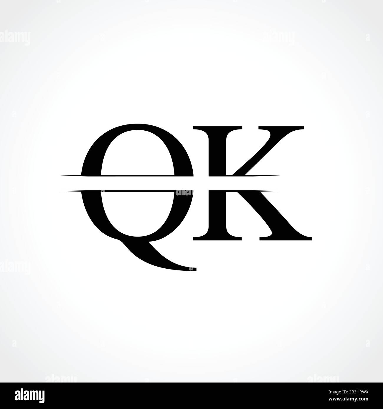 Initial Monogram Letter QK Logo Design Vector Template. Black Letter QK Letter Logo Design Stock Vector