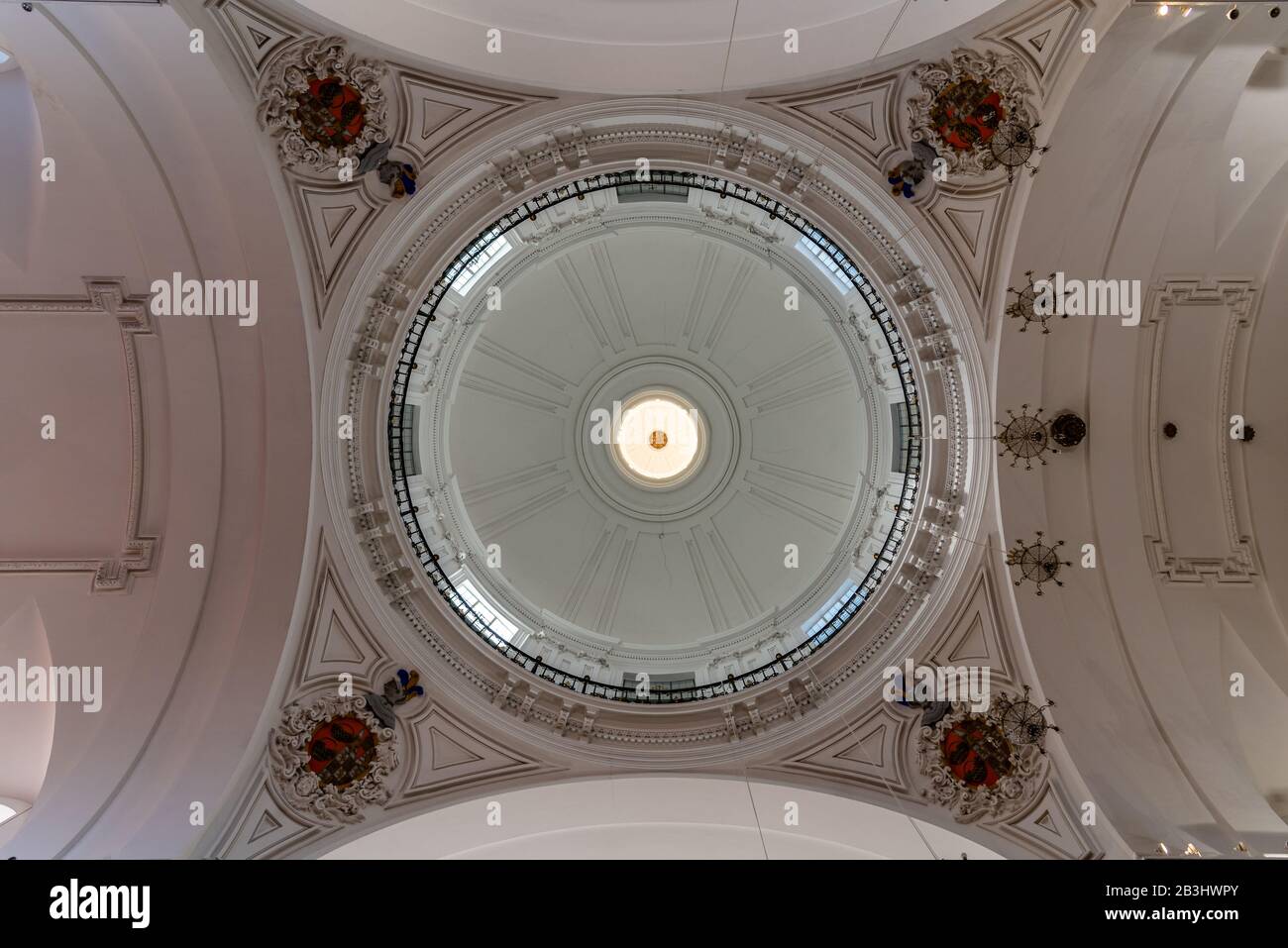 Toledo, Spain - December 6, 2019: The dome of the Church of San Ildelfonso in Toledo. Jesuit church. Directly below. Stock Photo