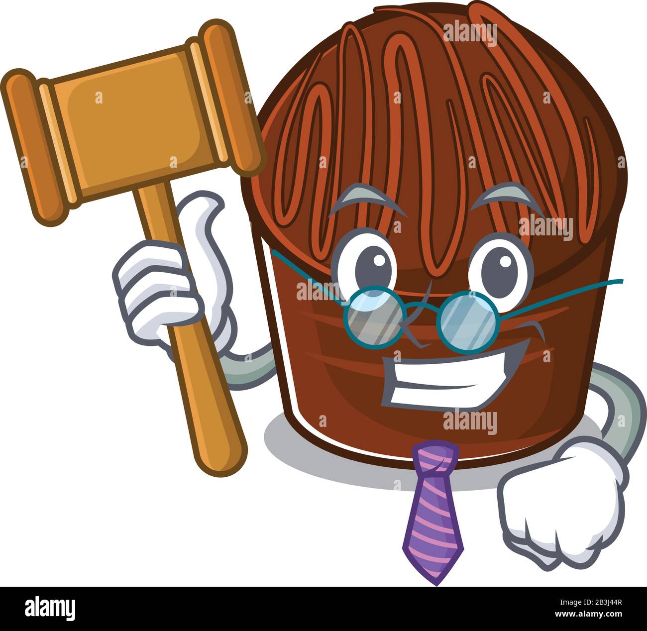 Smart Judge chocolate candy in mascot cartoon character style Stock