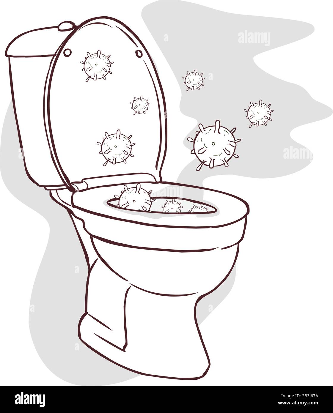 Open toilet lid cause dispersal of germ as a result of flushing Stock