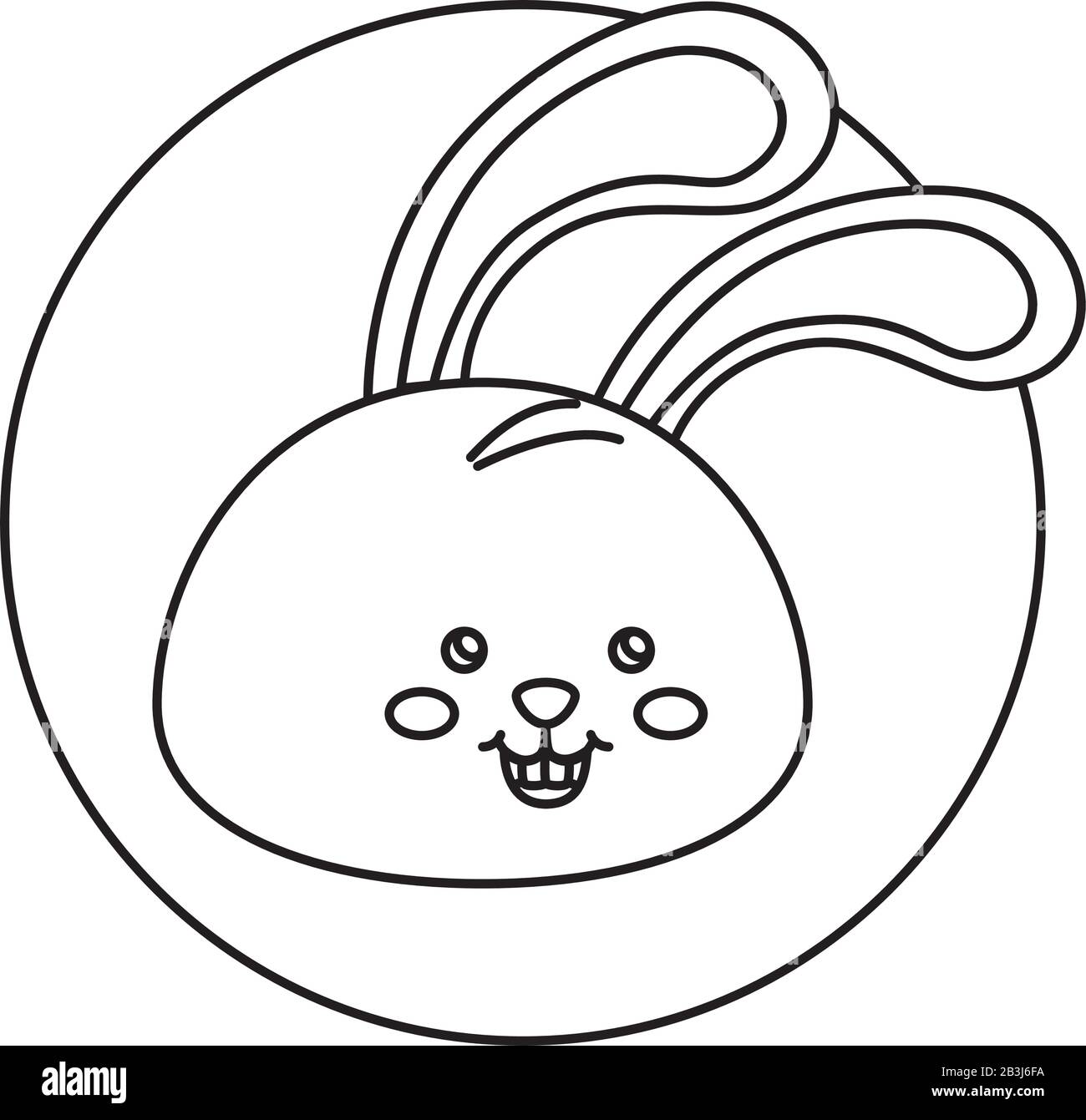 head of cute rabbit in frame circular Stock Vector Image & Art - Alamy