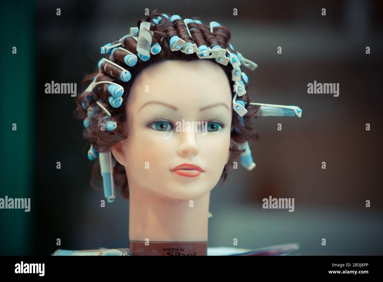 hairdressing mannequin head. Training head.  Equipment for teaching and learning to cut hair and to become a hairdresser Stock Photo