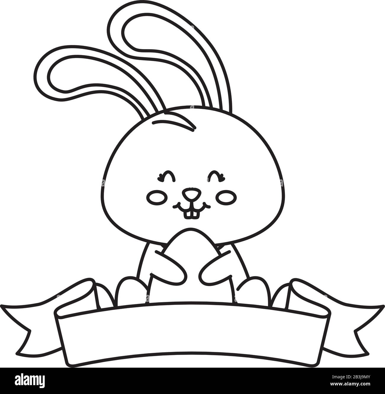 cute rabbit with egg easter and ribbon Stock Vector Image & Art - Alamy