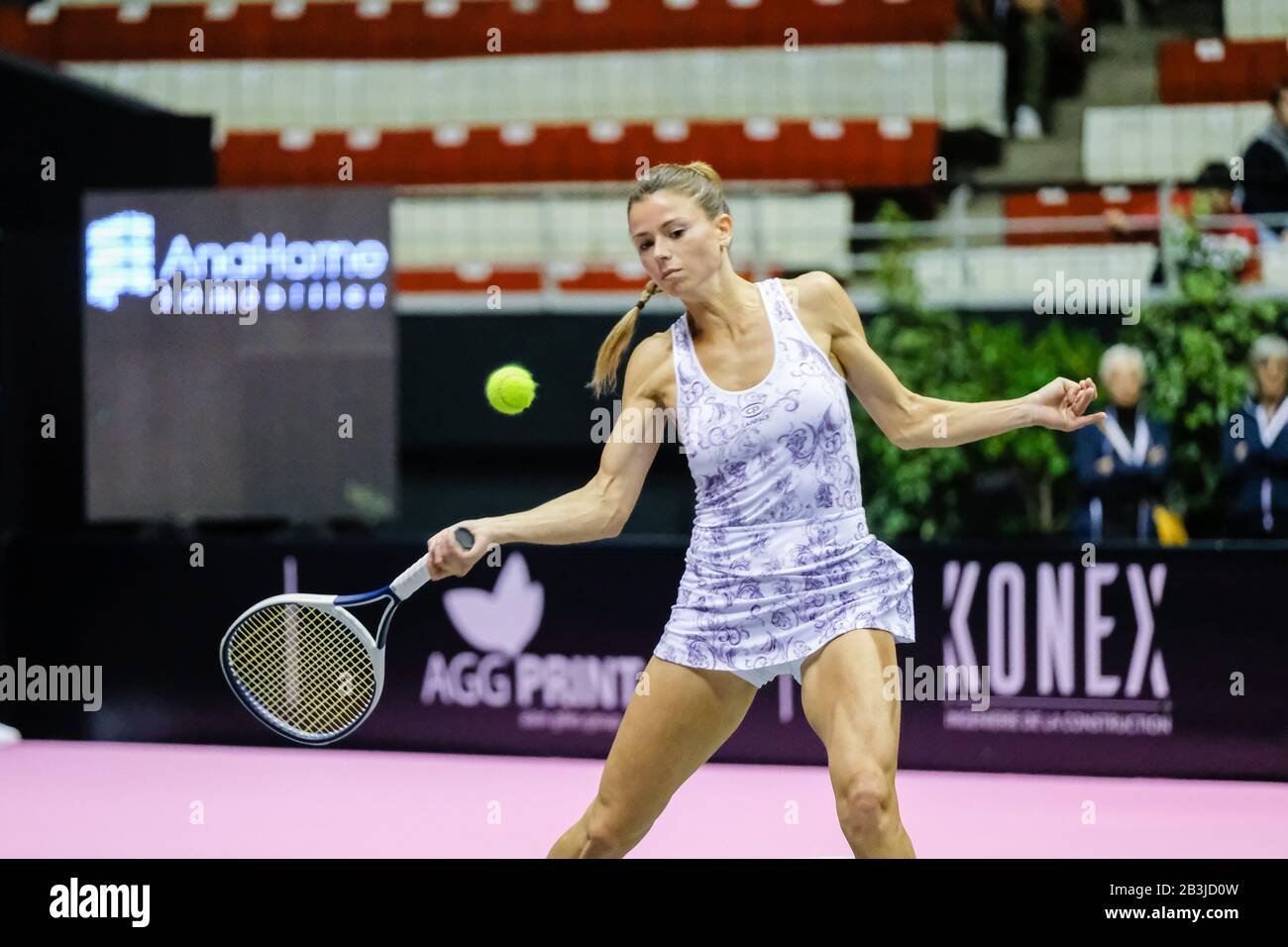 On 04/03/2020, Lyon, Auvergne-Rhône-Alpes, France. 6th Sense Women's Tennis Open at the Palais des Sports de Gerland. Stock Photo