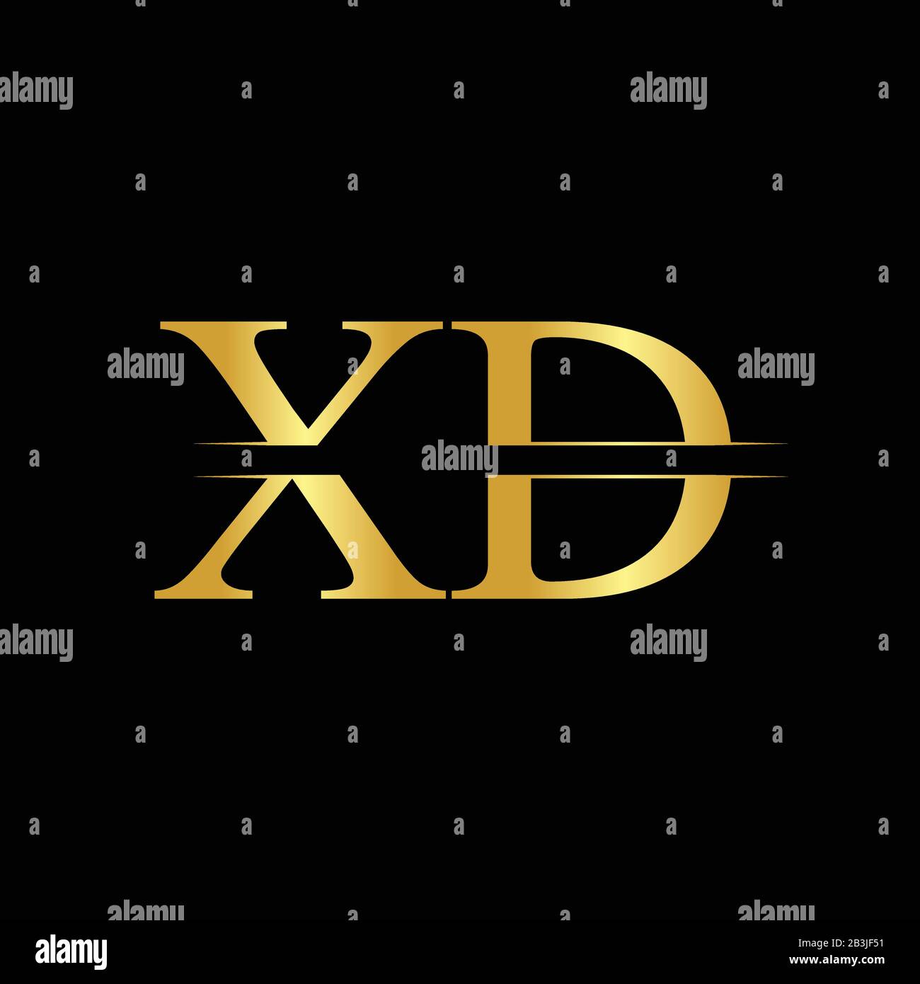 Creative Letter XD Logo Vector With Gold Color. Abstract Linked Letter