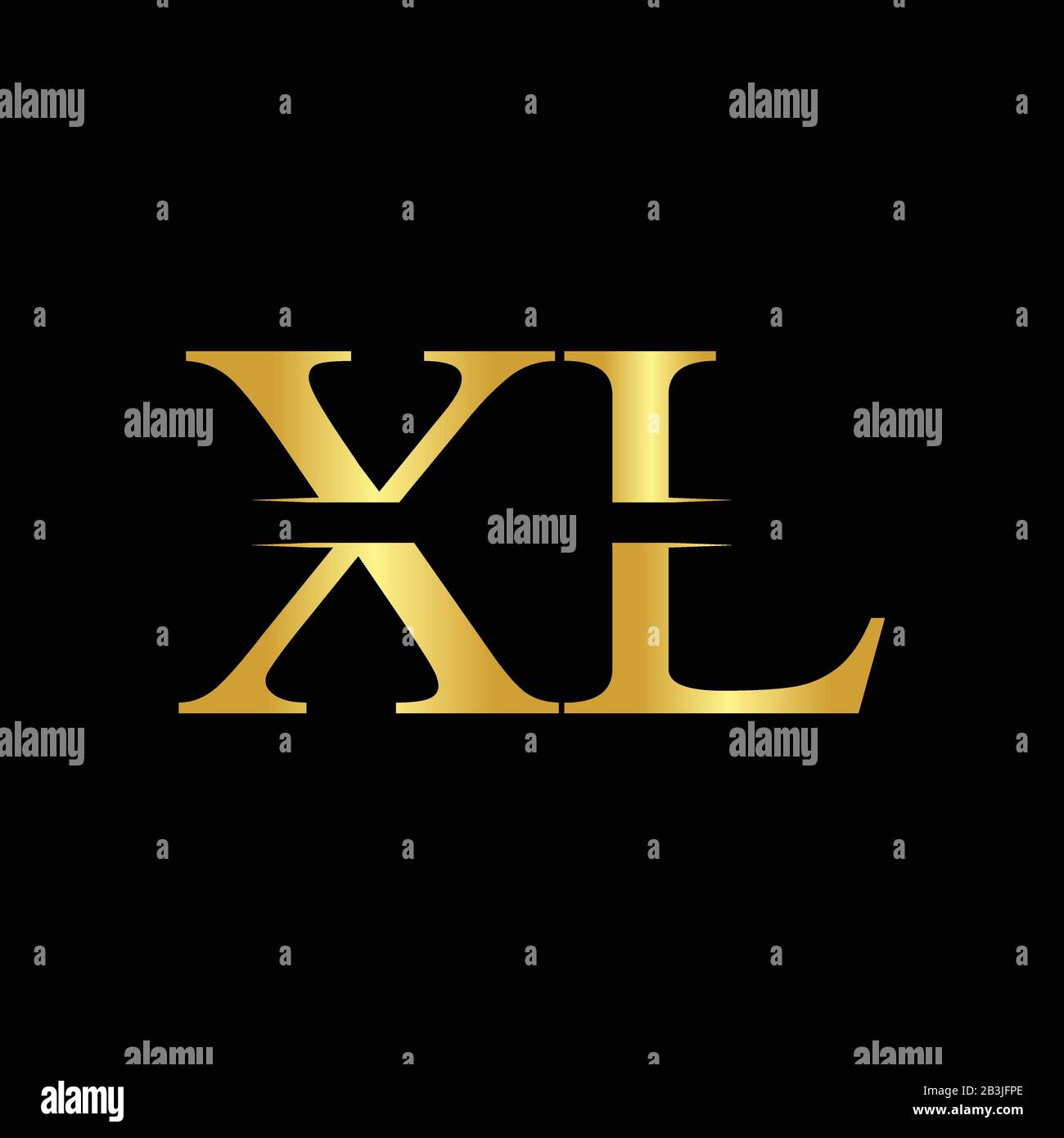 Creative Letter XL Logo Vector With Gold Color. Abstract Linked ...