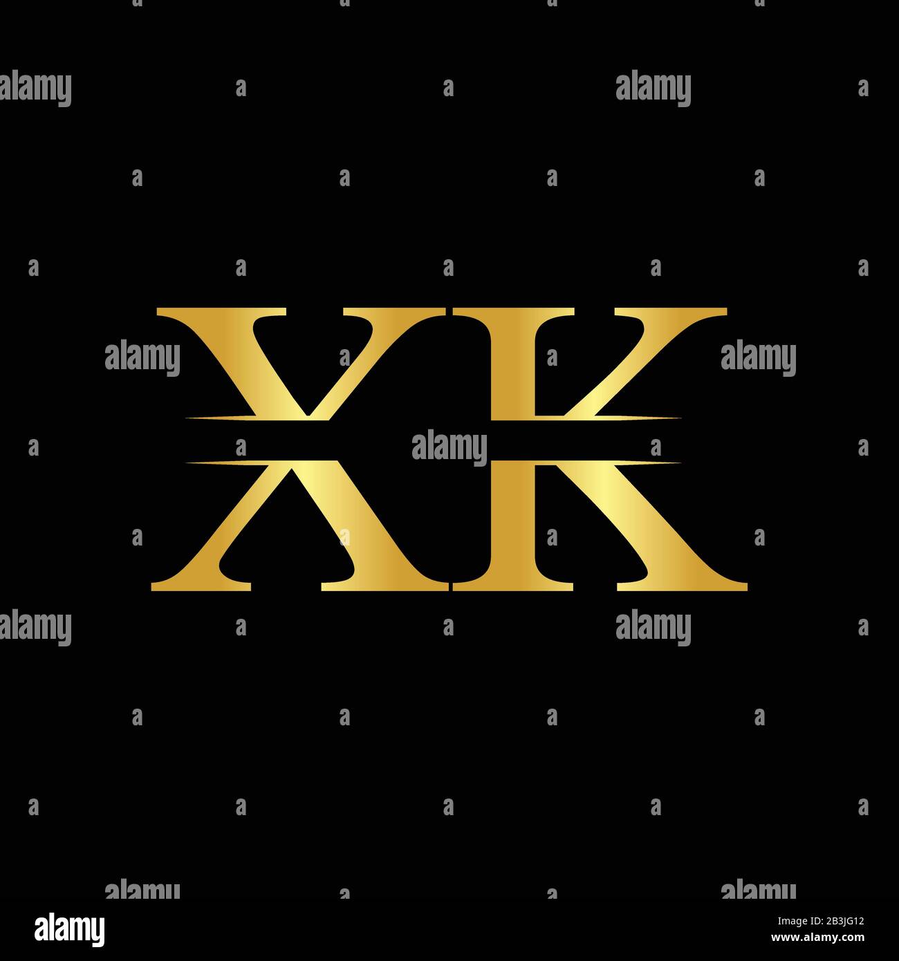 Creative Letter XK Logo Vector With Gold Color. Abstract Linked Letter