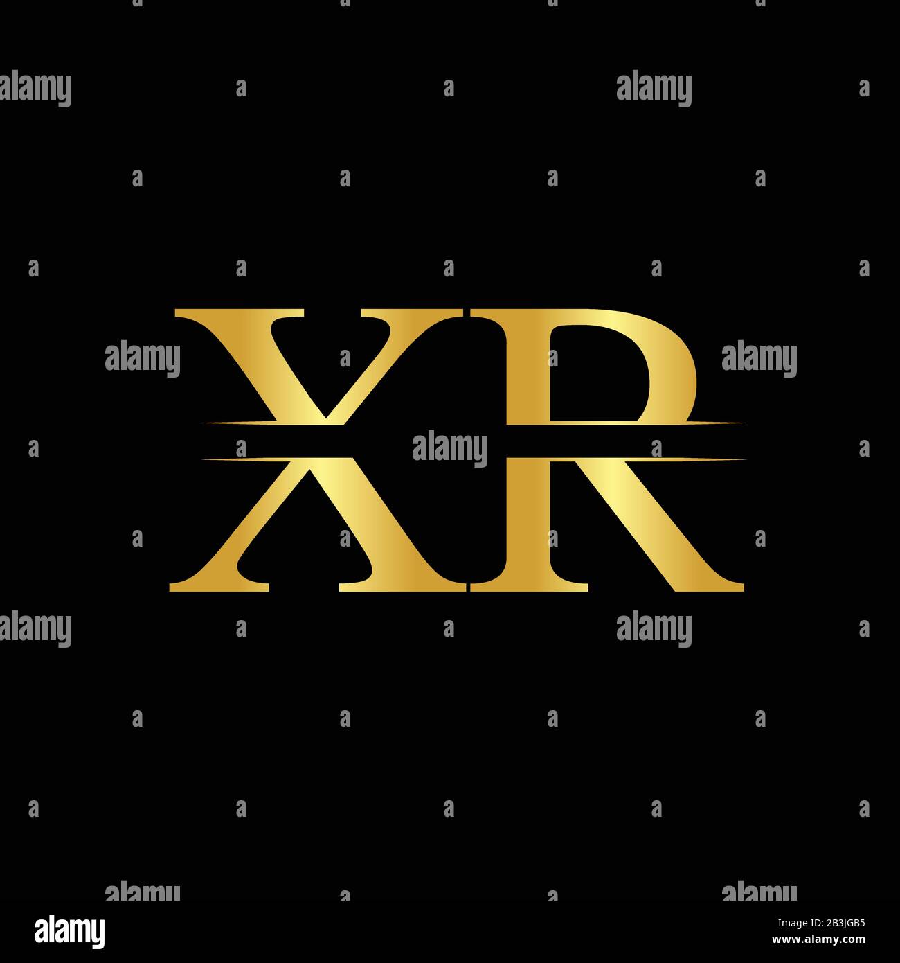 Creative Letter XR Logo Vector With Gold Color. Abstract Linked Letter XR Logo Design Stock Vector