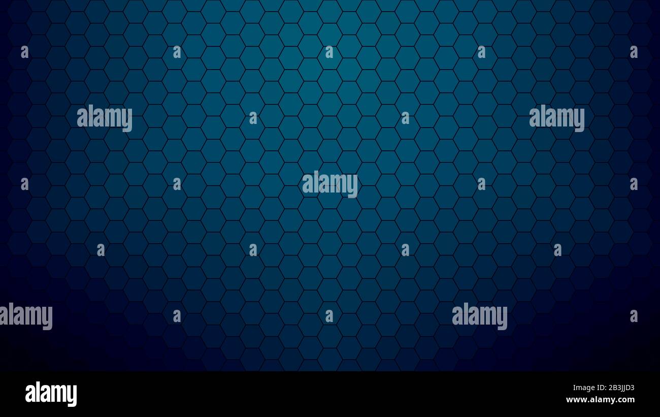 Dark blue hexagonal clear background for business presentation. HD 16x9 vector pattern. Stock Vector
