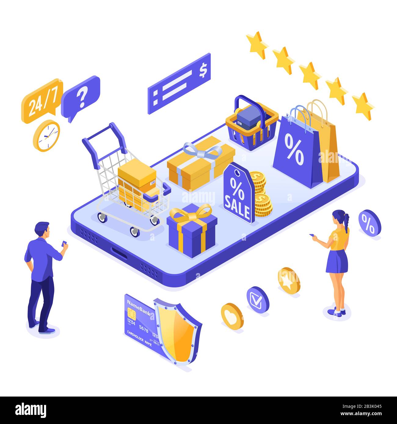 Isometric Online Internet Shopping Stock Vector