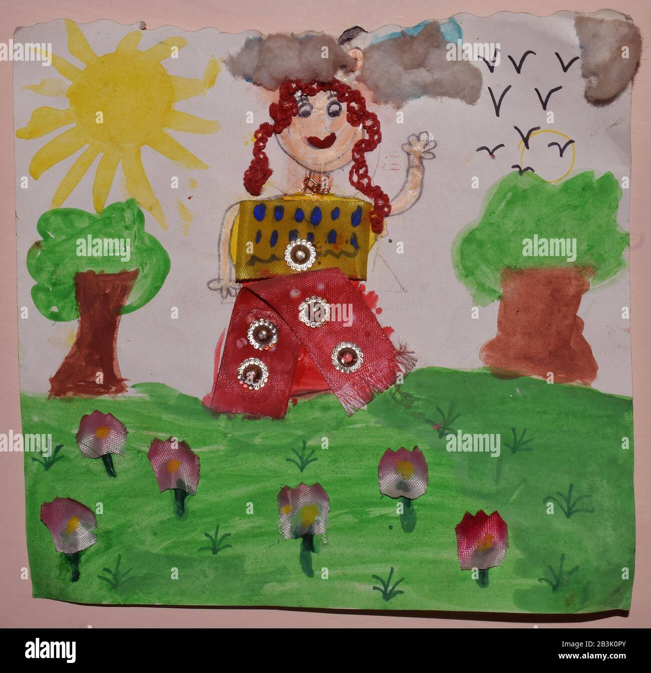 Craft For Assignment Art and craft material of a child for school assignment Stock Photo - Alamy