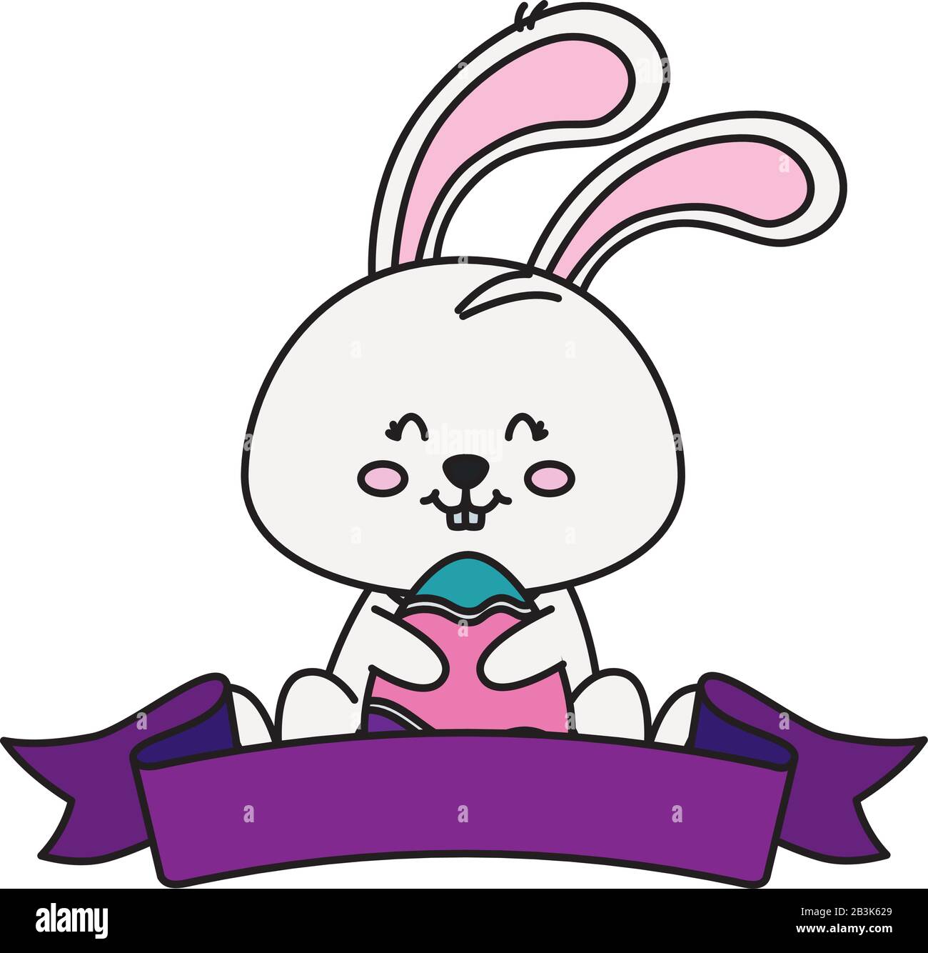 cute rabbit with egg easter and ribbon Stock Vector Image & Art - Alamy