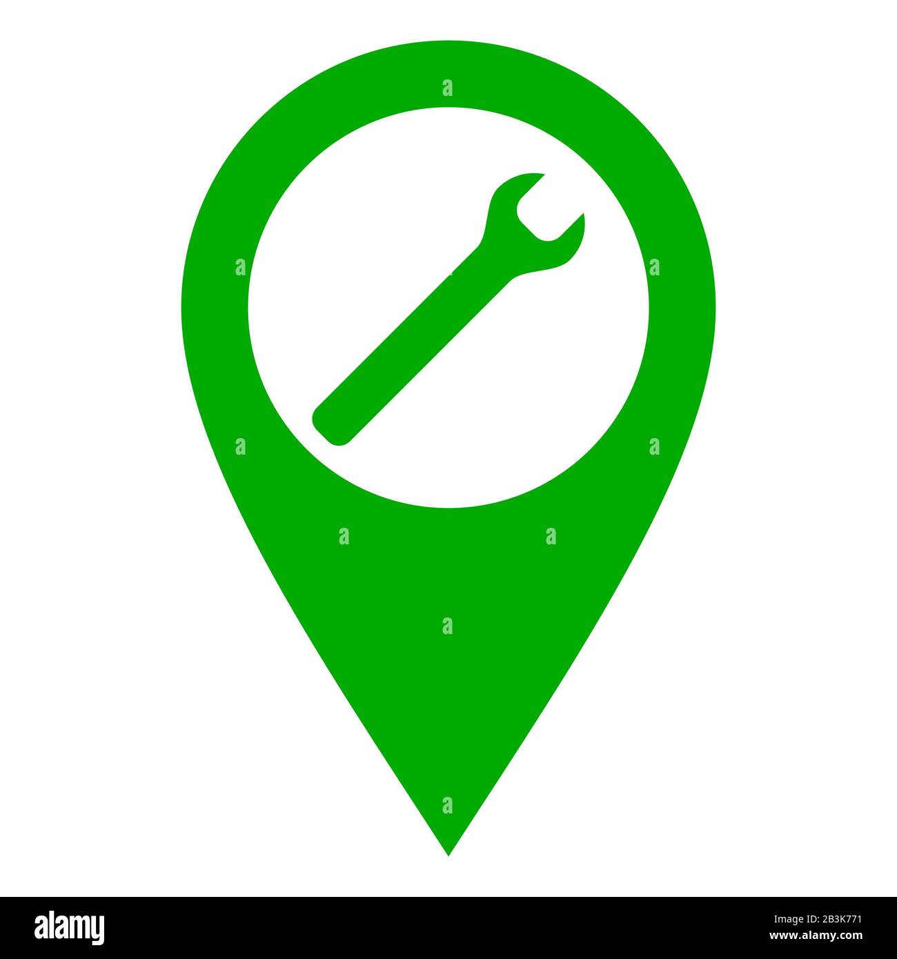 Wrench and location pin Stock Photo Alamy