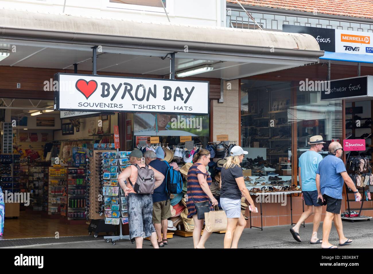 Byron Bay town centre and high street shops, New South Wales, Australia Stock Photo
