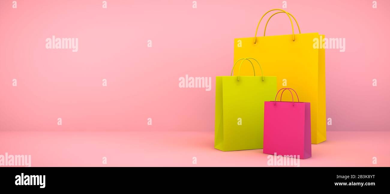 colorful shopping bags collection 3d rendering Stock Photo - Alamy