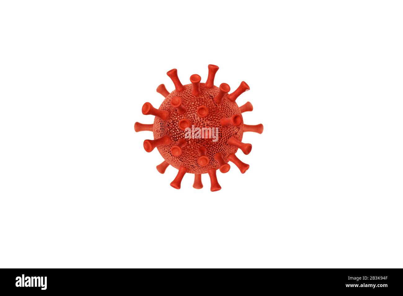 Coronavirus cell red model isolated on white Stock Photo