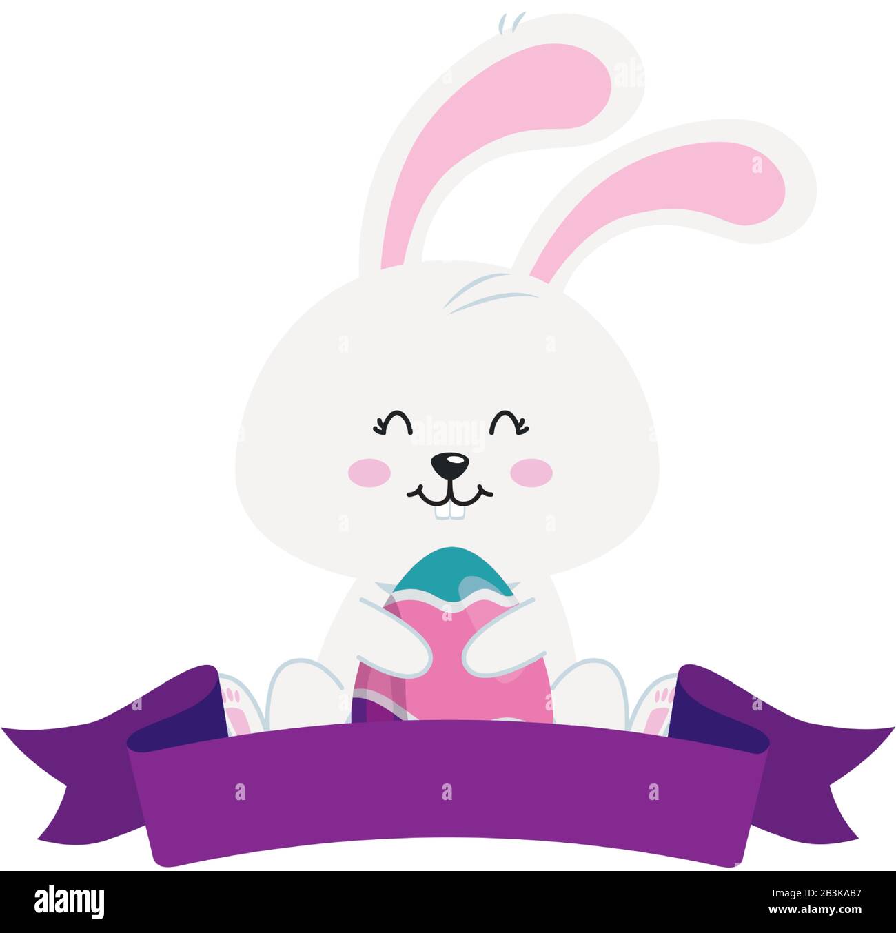 cute rabbit with egg easter and ribbon Stock Vector Image & Art - Alamy