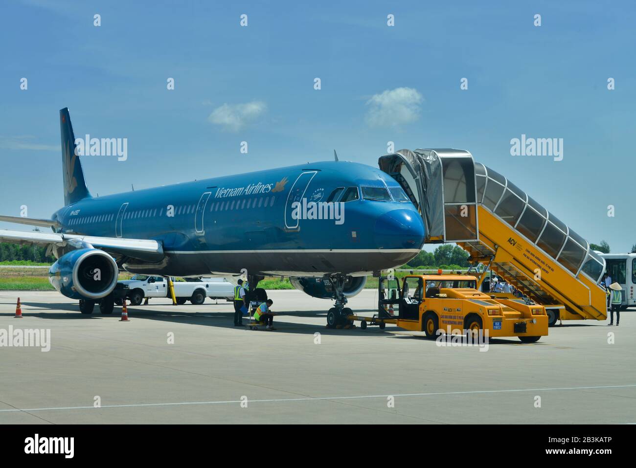 Flugzeug, Vietnam Airlines, Flughafen, Hue, Vietnam Stock Photo