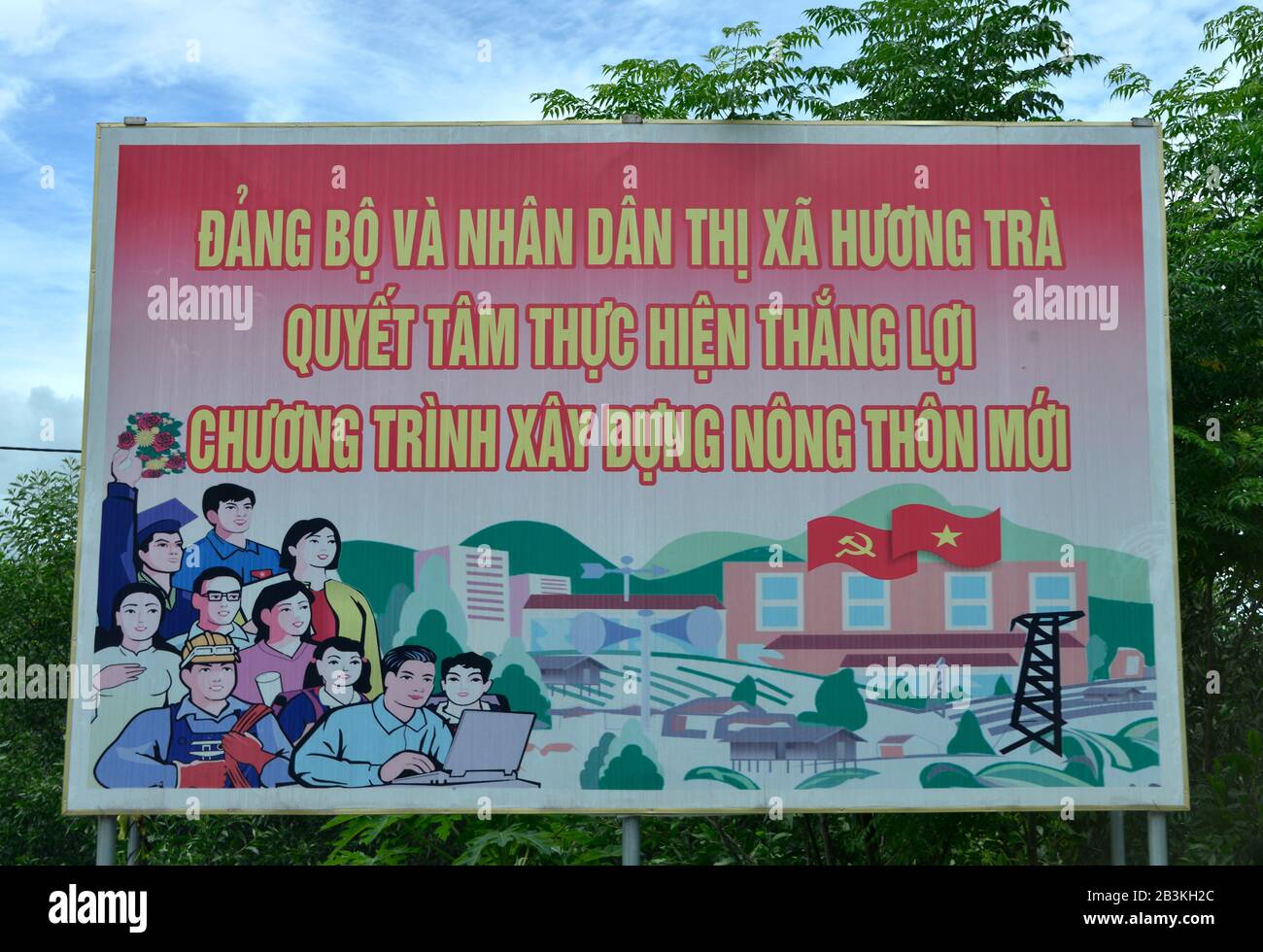 Propagandaplakat, Hue, Vietnam Stock Photo