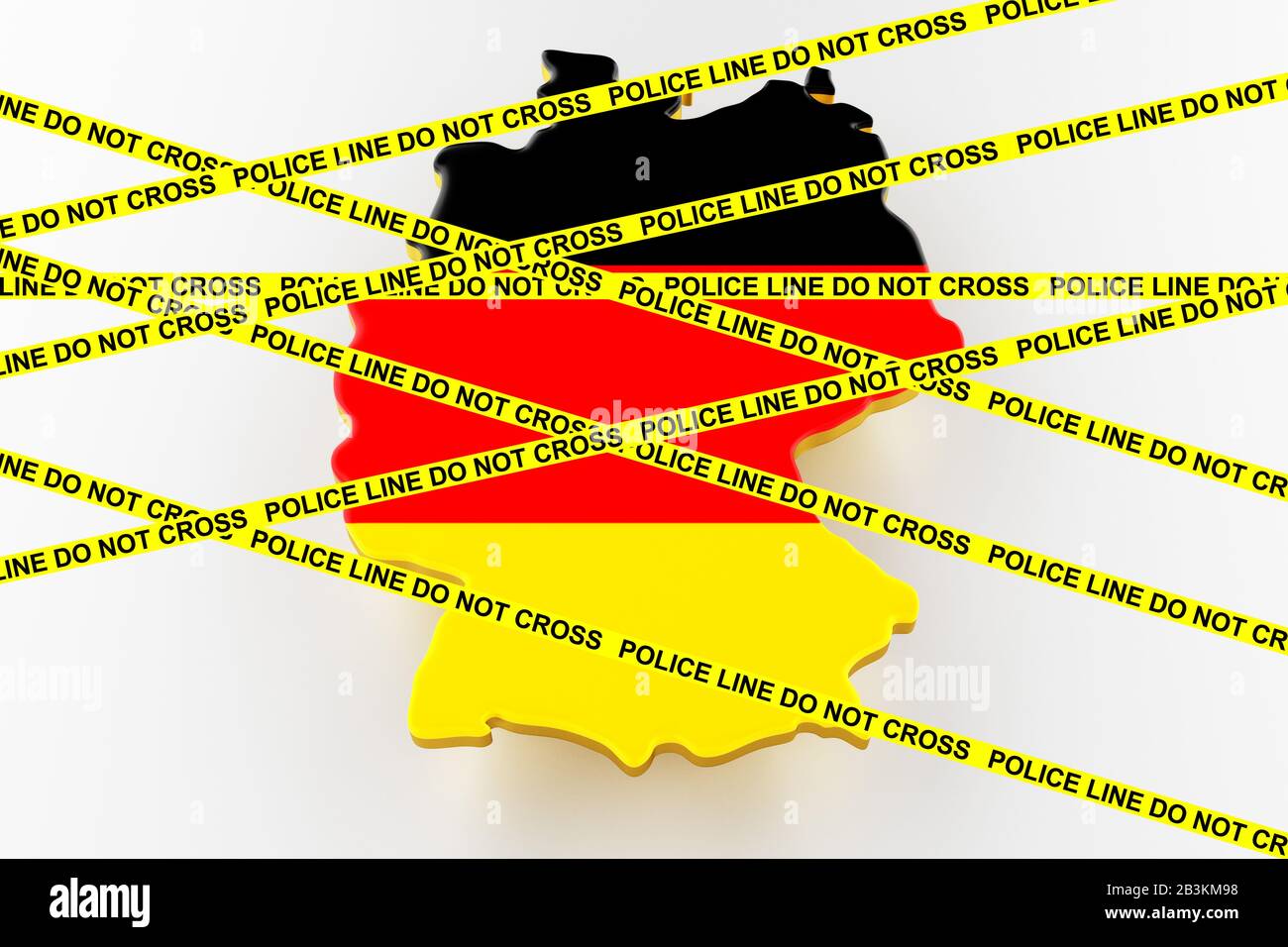 Germany crime concept, police investigation. 3D map of Germany. Map of Germany land border with flag. 3d rendering Stock Photo