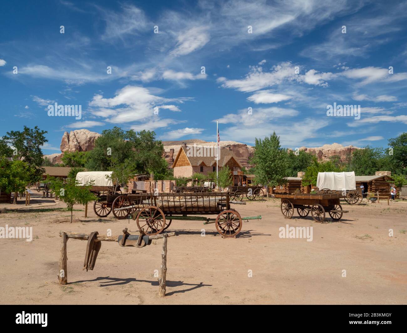 Bluff Fort Pioneer Historic Site with a cottage and cabin, Utah, United