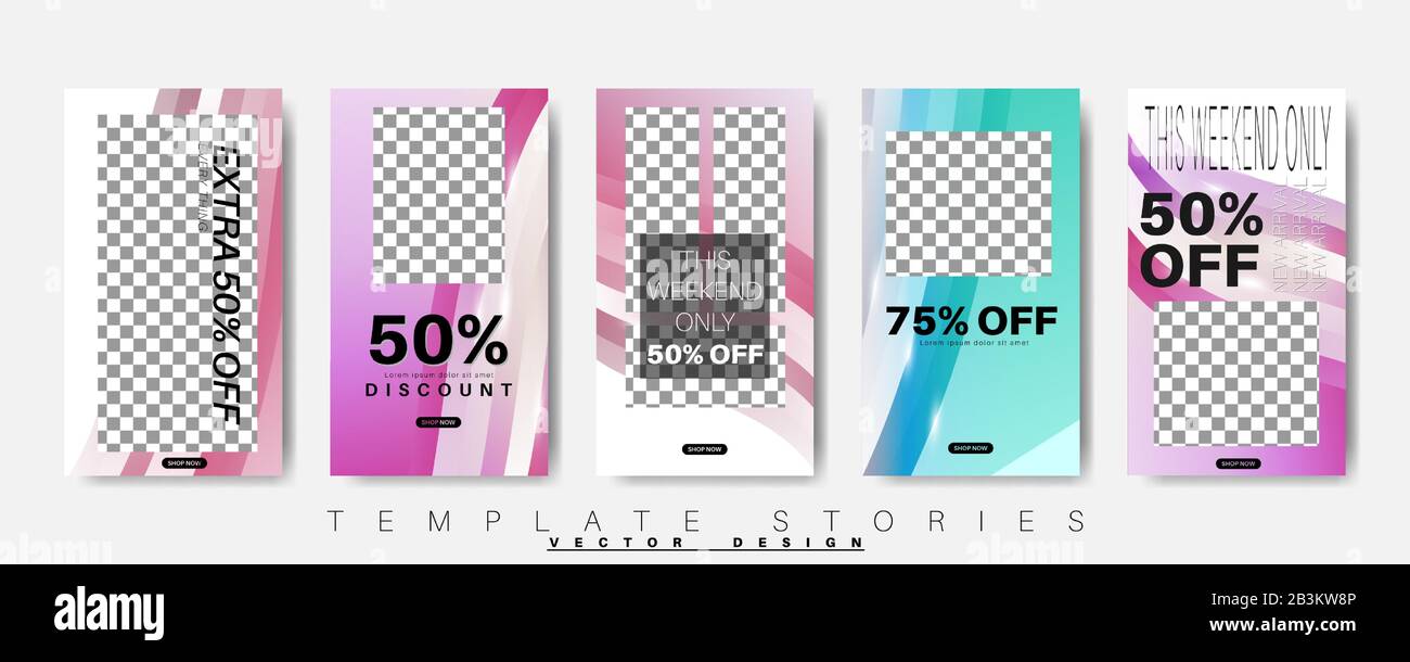 Social media stories templates. Layout pack. Vector illustration Stock Vector