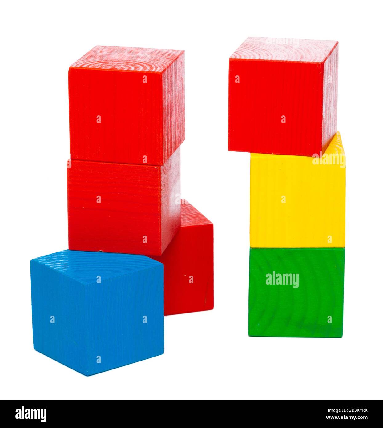 Wooden building blocks isolated on white background Stock Photo - Alamy