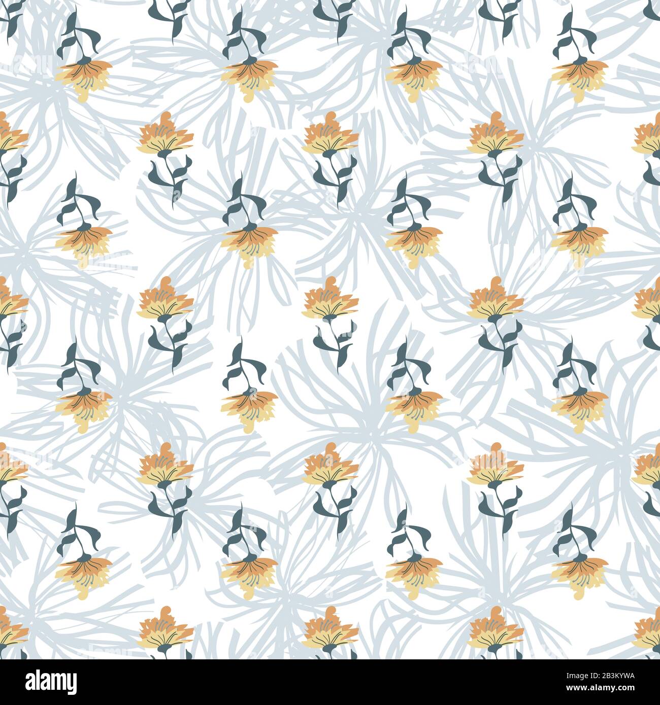 rows of yellow flowers seamless vector pattern Stock Vector
