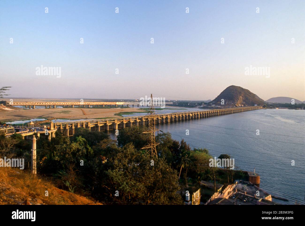 Bridge over Krishna river, Vijaywada, Andhra Pradesh, India, Asia Stock