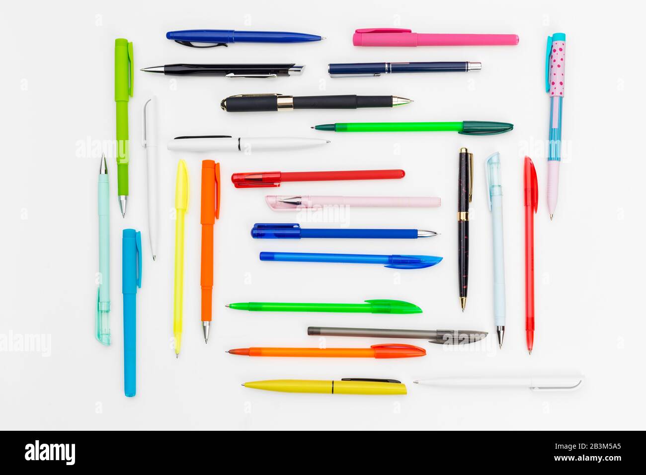 Set of pens isolated on white background Stock Photo - Alamy