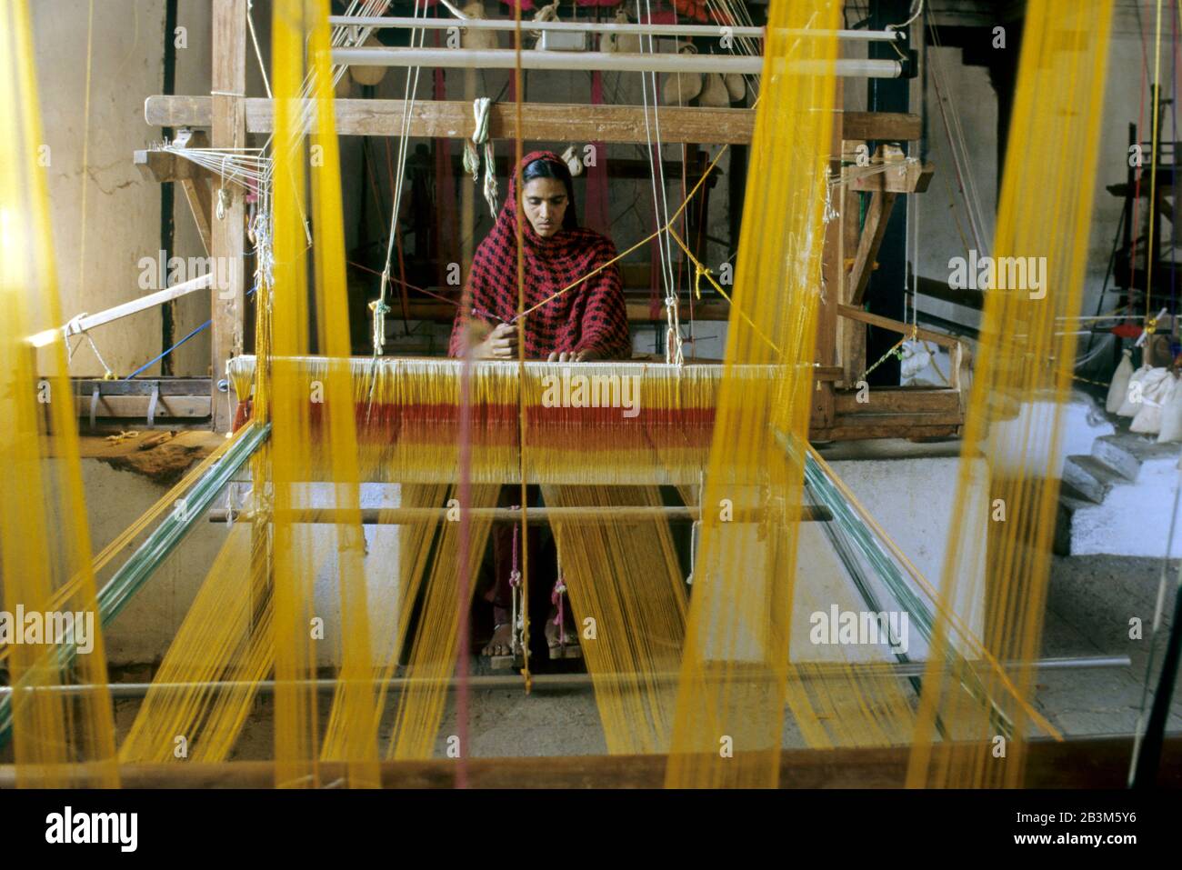 handloom weaving, maheshwar, madhya pradesh, India, Asia Stock Photo
