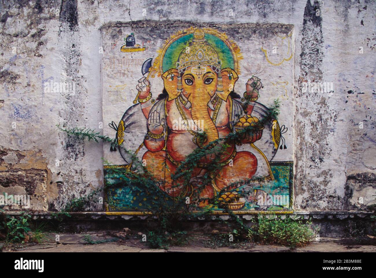 Wall Painting of Ganesh ganpati God, udaipur, rajasthan, India, Asia Stock Photo