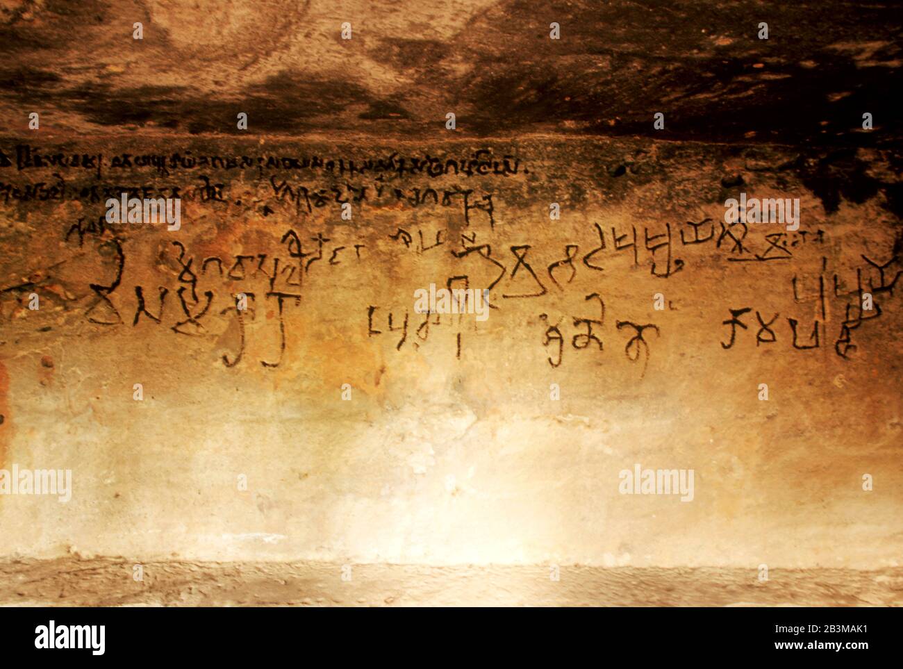 Writing on caves wall tala in bandhavgarh at madhya pradesh India, Asia
