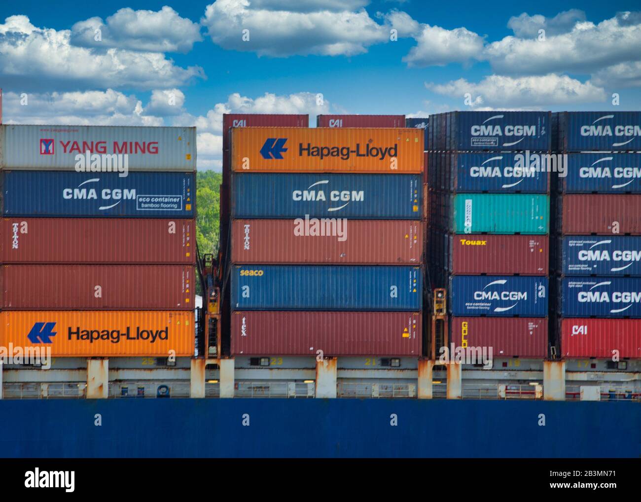Freight Containers on Ship Stock Photo Alamy