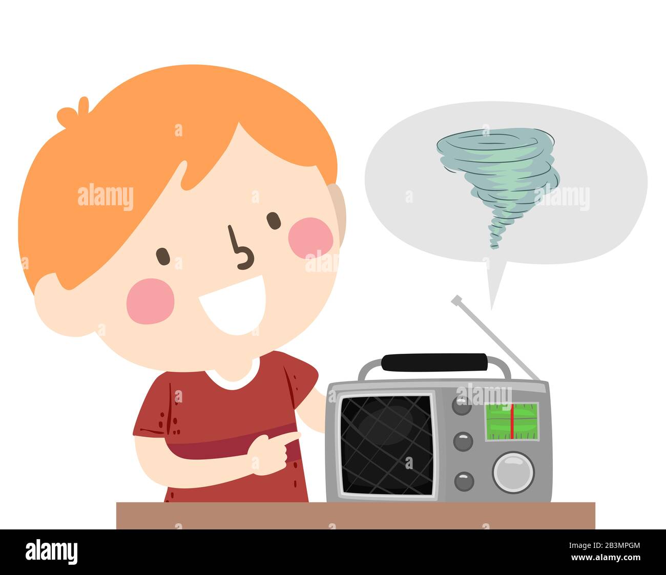 Illustration of a Kid Boy Pointing to the Radio and Listening About ...