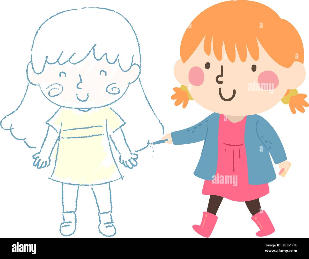 Illustration Of A Kid Girl Drawing Another Kid Girl Friend Using Chalk Stock Photo Alamy Illustration Of A Kid Girl Drawing Another Kid Girl Friend Using Chalk Stock Photo Alamy