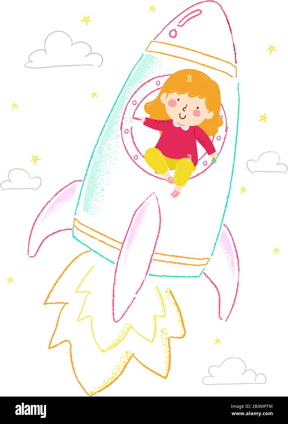 Illustration of a Kid Girl Drawing a Rocket Ship Using Chalk Stock Photo - Alamy Illustration of a Kid Girl Drawing a Rocket Ship Using Chalk Stock Photo - Alamy