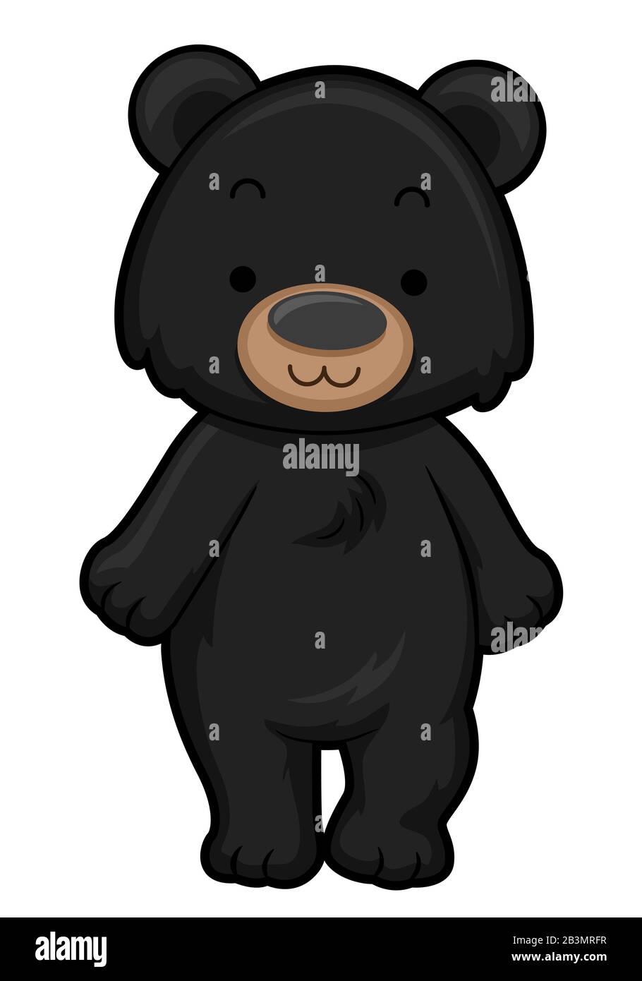Illustration of a Black Bear Standing Upright Stock Photo - Alamy
