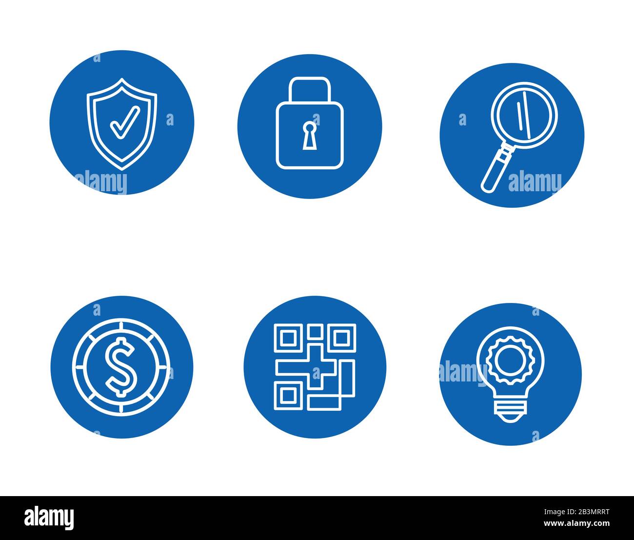 magnifying glass and set icons Stock Vector