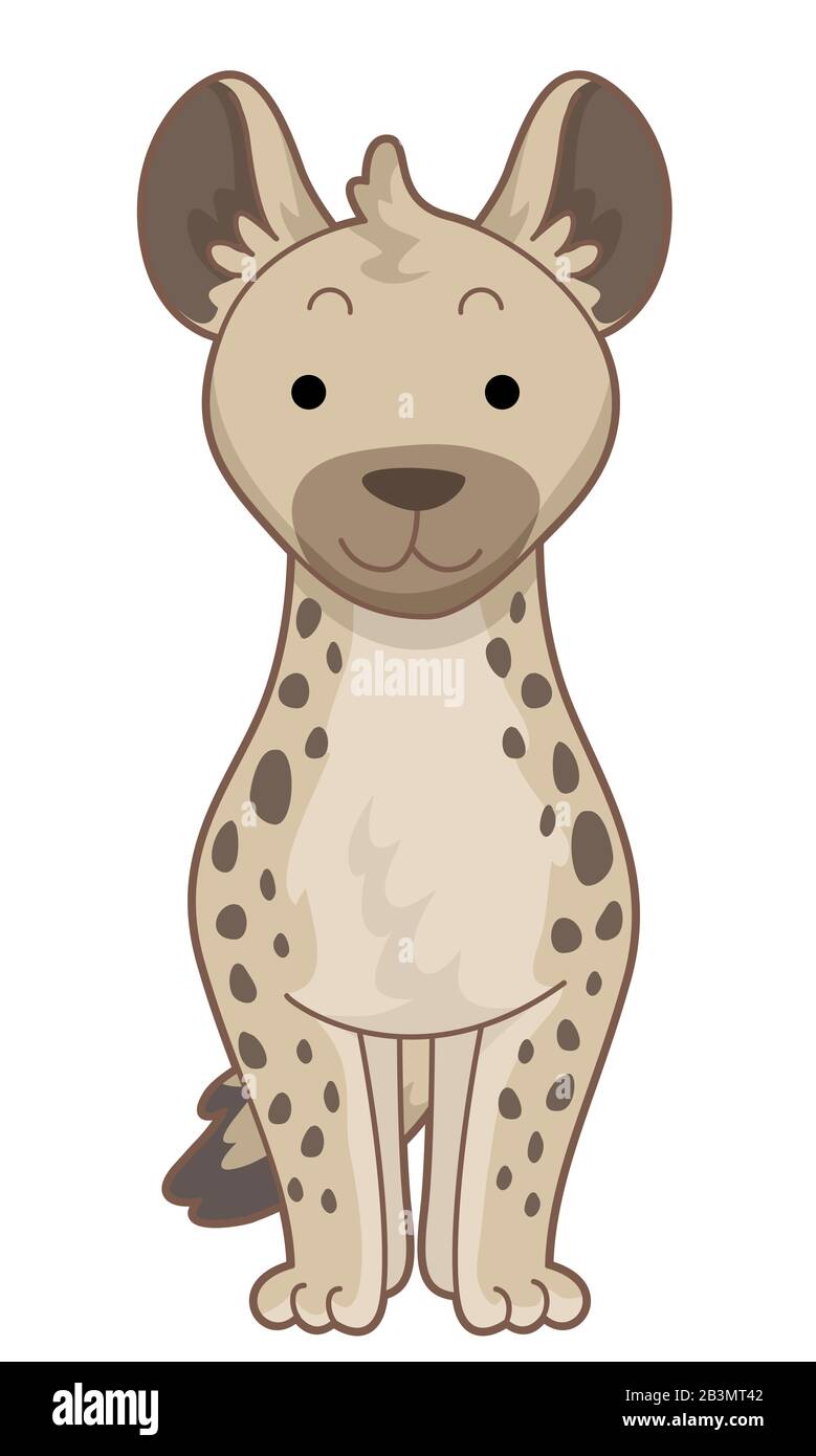 Illustration of a Smiling Hyena with Dark Spots Stock Photo