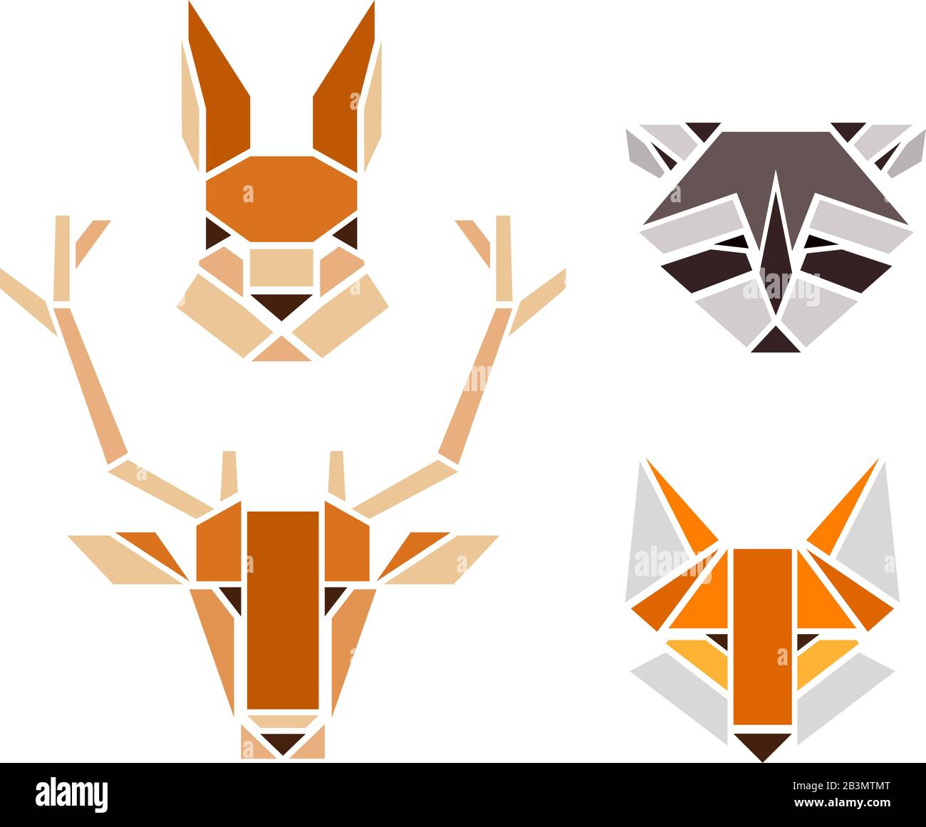 Illustration of Woodland Animals in Geometric Shapes from Squirrel, Raccoon, Deer to Fox Stock Photo - Alamy Illustration of Woodland Animals in Geometric Shapes from Squirrel, Raccoon, Deer to Fox Stock Photo - Alamy
