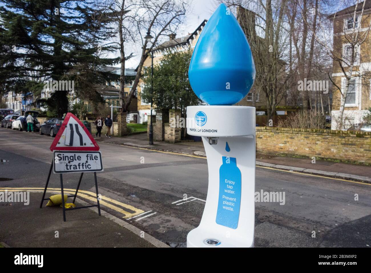 A water droplet design, Thames Water / Mayor of London public drinking water fountain in Ealing