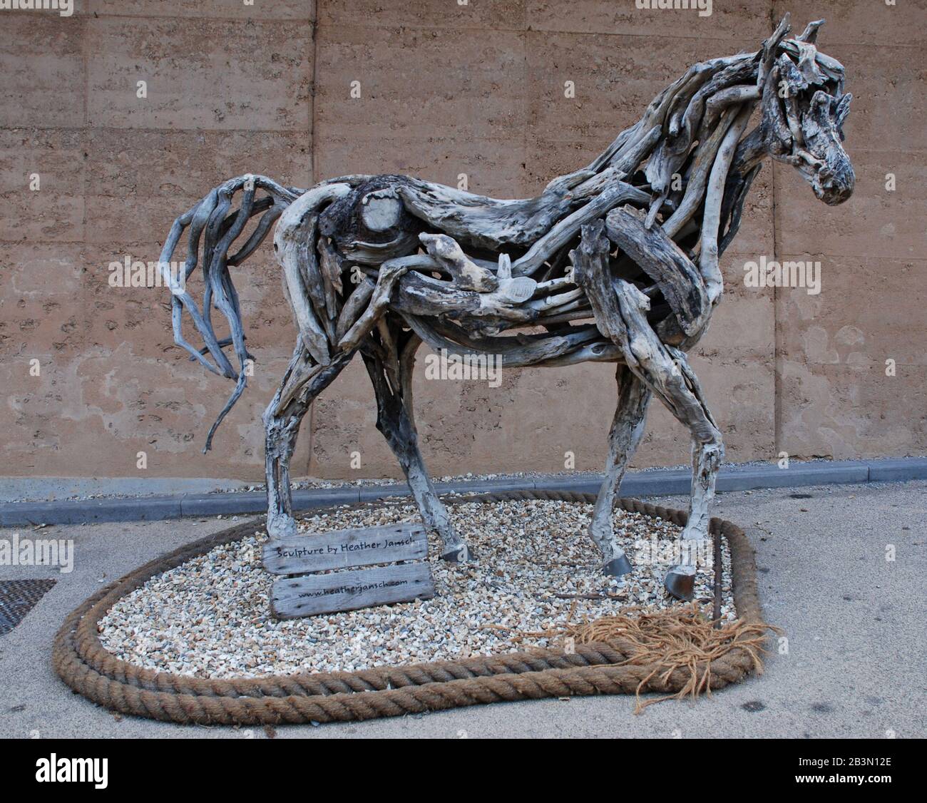 Statue of Horse in driftwood, Eden Project, Cornwall Stock Photo